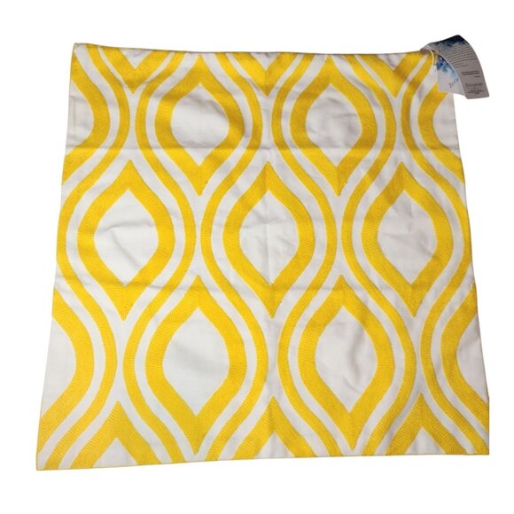 Zeroomade Embroidered Geometric Pillow Cover Yellow Boho Cotton NEW - Picture 1 of 5